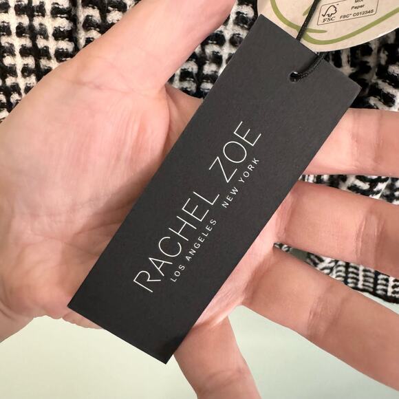 Rachel Zoe Blazer Womens M Black White Knitted Double Breasted Career Office NWT - Picture 9 of 10